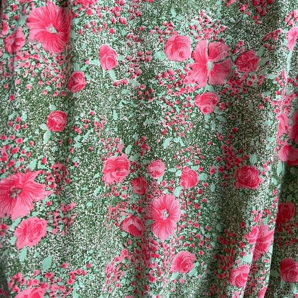 Vintage Green and Pink Floral Midi Dress - Picture 9 of 11